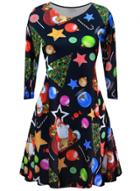 Oasap Christmas Patterned Long Sleeve Dress