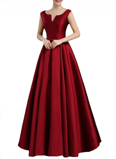 Oasap Cut Out V Neck Bow Waist Prom Dress