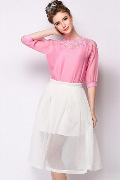 Oasap Double-layer White Bubble Skirt