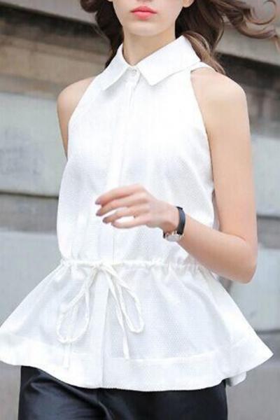 Oasap Glamourous Office Lady Sleeveless Blouse