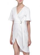 Oasap Women's Fashion V Neck Wrapped High Low Dress With Belt