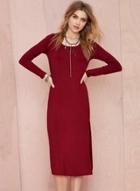 Oasap Women's Solid Color Slit Side Basic Dress