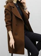 Oasap Fashion Loose Double Breasted Solid Coat