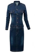 Oasap Essential Blue Bodycon Denim Dress