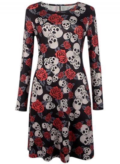 Oasap Women's Horrible Skull Graphic Halloween Party Dress