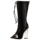 Oasap Peep Toe High Heels Mid-calf Gladiator Sandals