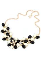 Oasap Classic Black White Faux Stone Necklace