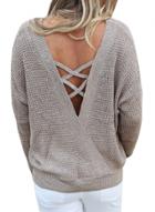 Oasap Round Neck Long Sleeve Back Cross Pullover Sweater