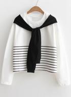 Oasap Cape Style Long Sleeve Striped Sweatshirts