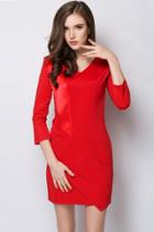 Oasap Chic V Neckline Bodycon Mini Dress