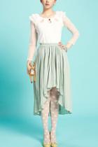 Oasap Sweet Irregular Pleated Chiffon Skirt With Elasticated Waistline