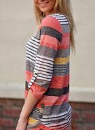 Oasap Striped Half Sleeve Tee Shirt