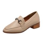 Oasap Vintage Horsebit Square Toe Slip-on Brogue Shoes