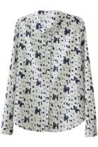 Oasap Animal Silhouette Print Button Down Shirt
