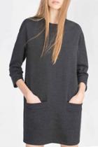 Oasap Double On-seam Pocket Three Quarter Sleeve Shift Dress