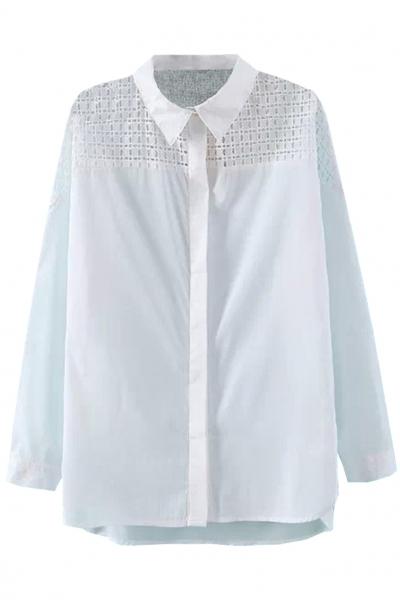 Oasap Demure High-low White Button Down Blouse