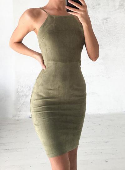 Oasap Spaghetti Strap Back Lace-up Bodycon Mini Club Dress