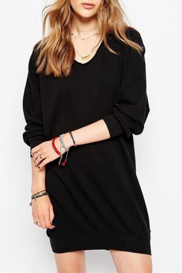 Oasap Fashion Simple Color Batwing Dress
