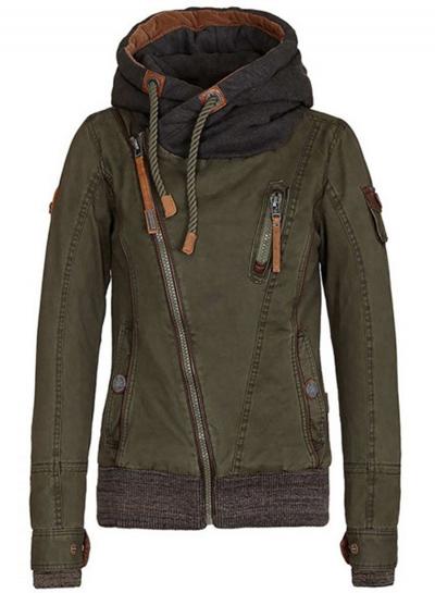 Oasap Fashion Slant Zipper Thicken Hoodie