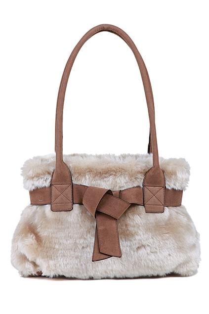 Oasap Bowknot Embellished Faux Fur Shoulder Bag