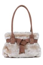 Oasap Bowknot Embellished Faux Fur Shoulder Bag