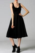 Oasap Vintage Scoop Neck Pleated Sleeveless A-line Dress