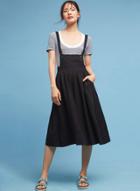 Oasap Solid Color Suspender Skirt With Pockets