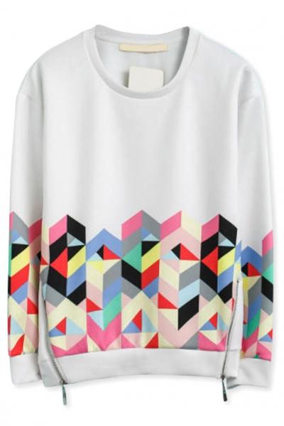 Oasap Essential Geo Pattern Sweatshirt