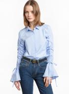 Oasap Preppy Style Flare Sleeve Button Down Shirt