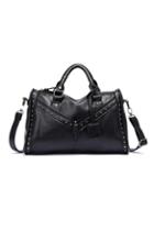 Oasap Rivets Embellished V-shaped Zipper Shoulder Bag
