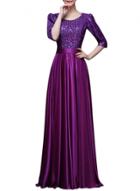 Oasap Women's Chic Sequin Slim Fit Pleated Prom Dress