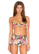 Oasap Floral Printed Triangle Top Ruffle Bikini Set