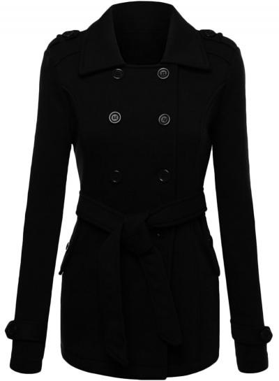 Oasap Women's Solid Color Turn Down Collar Tie Waist Trench Coat