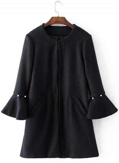 Oasap Fashion Flare Sleeve Pearls Coat