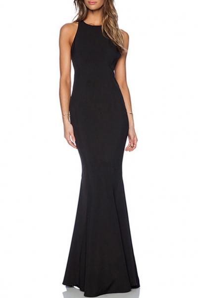 Oasap Cut-out Back Mermaid Hem Halter Dress