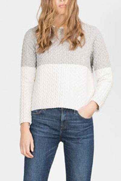 Oasap Fancy Jacquard Round Neck Long Sleeve Sweatshirt