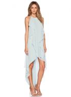 Oasap Solid Color Halter Off Shoulder Sleeveless High Low Chiffon Dress