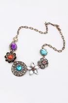 Oasap Varied Colored Rhinestone Pendant Necklace