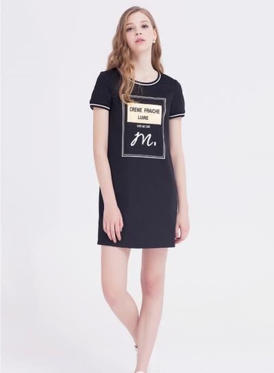 Oasap Pattern Printing Round Neck Dress