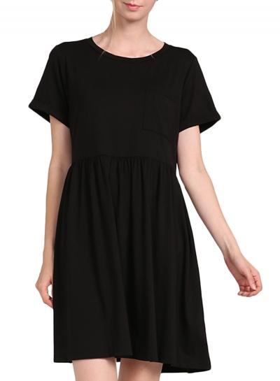 Oasap Fashion Women Round Neck Loose Fit Trapeze Dress