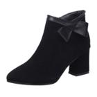 Oasap Pointed Toe Block Heels Side Bow Boots