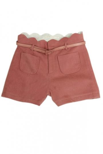 Oasap Scalloped Waist Patch Pocket Shorts