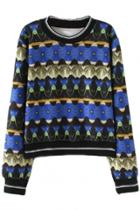 Oasap Blue Wavy Pattern Sweatshirt