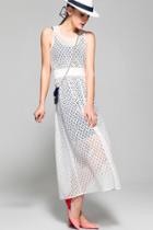 Oasap Sweet Crochet Lace White Tank Dress