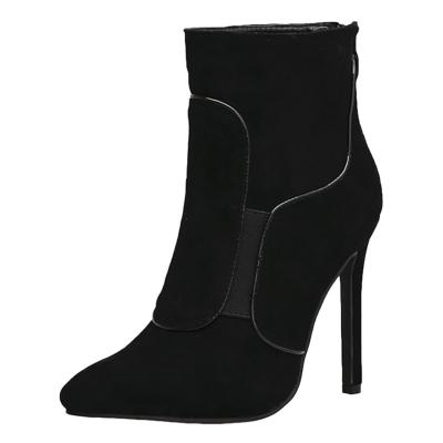 Oasap Pointed Toe Solid Color High Heels Suede Boots