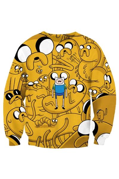 Oasap Mustard Cartoon Pattern Sweatshirt