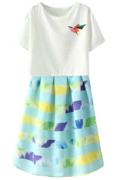 Oasap Elegant Crop Top A-line Skirt Matching Set
