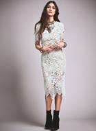 Oasap Round Neck Hollow Out Lace Party Dress