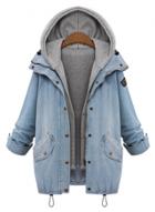 Oasap Two Pieces Set Drawstring Hooded Vest Denim Jacket Coats