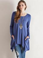 Oasap Solid Color Round Neck Tee Shirt With Pocket